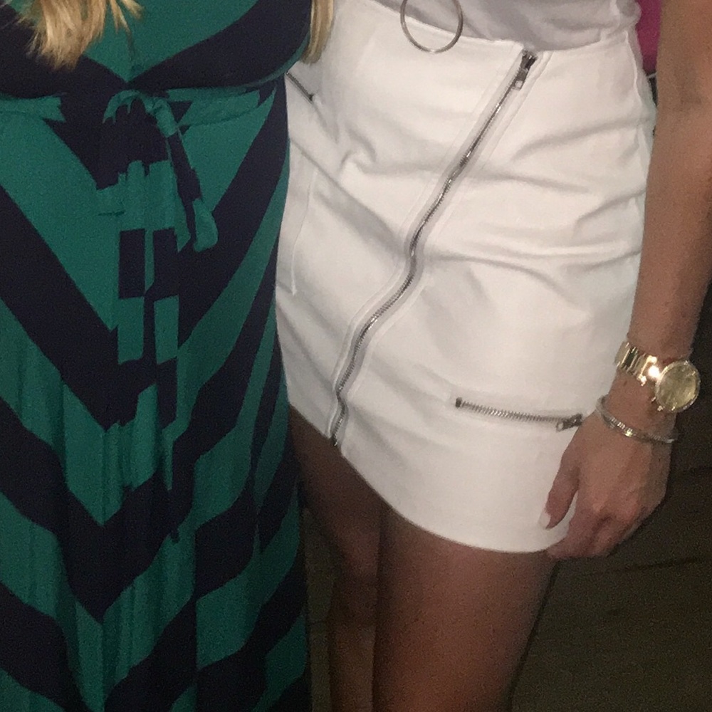 White leather skirt